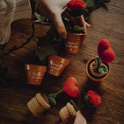 Mini pot en terre cuite crochet cœur crochet plante crochet rose pot de fleur
Idée cadeau original douce poétique pot de fleur personnalisé à personnaliser
