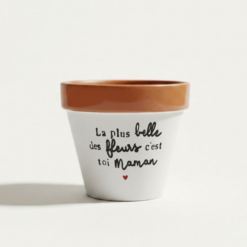 Pot de fleur personnalisé « La plus belle des fleurs c'est toi Maman » en terre cuite, cadeau fête des mères