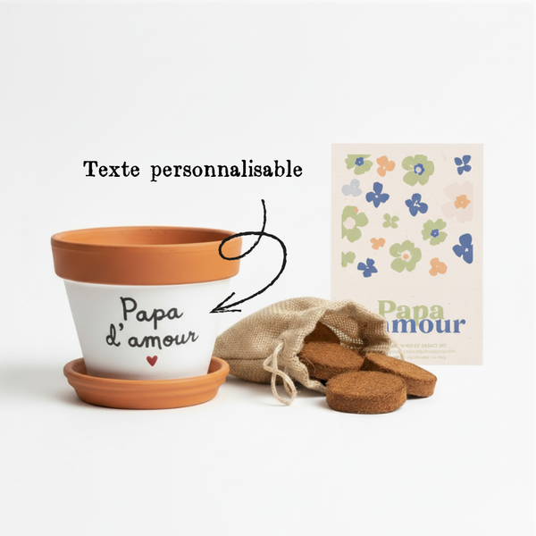 kit à planter pot graines, boite à planter, cadeau fete des peres, cadeau original fete des peres, cadeau personnalisé fete des peres, cadeau papa, cadeau original papa, idee cadeau papa, cadeau fait main papa, idee cadeau original papa, cadeau made in france, cadeau papa artisanal, pot de fleur papa, pot de fleur fete des peres, cache pot papa, cache pot fete des peres