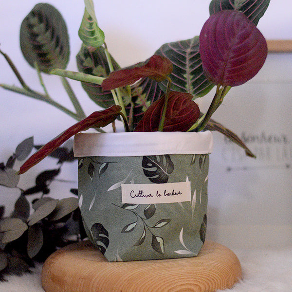 cache pot tissu maman ♥ fete des meres cadeau original personnalisé monstera végétal