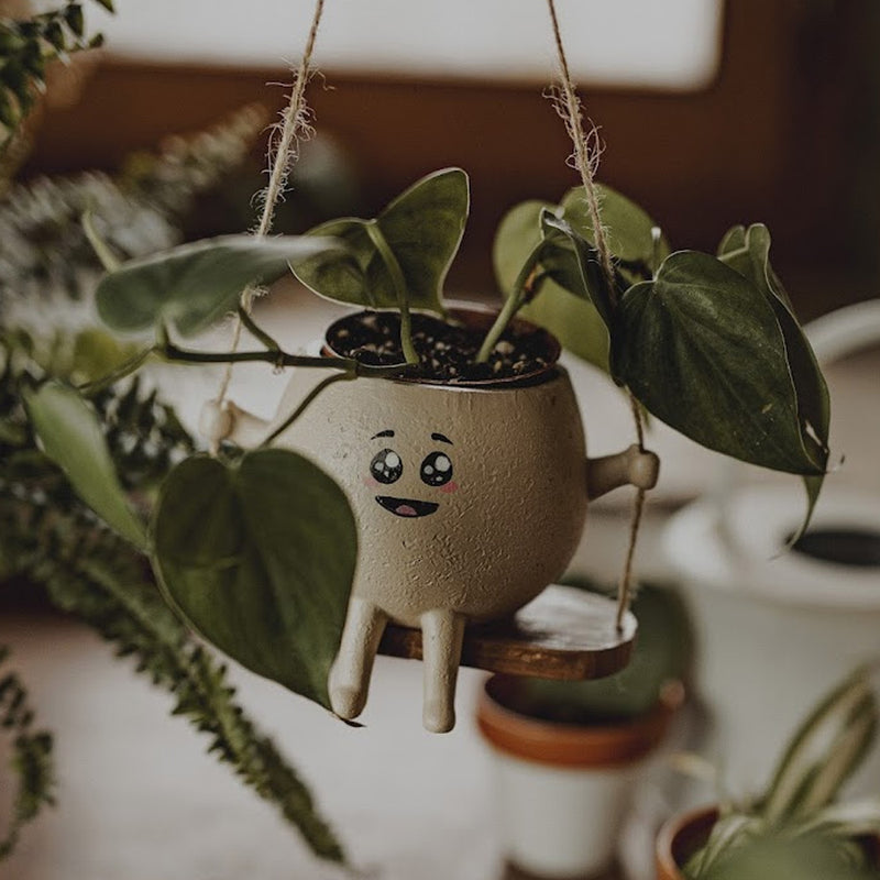 cache pot plante Petit cache-pot visage balançoire, Mini pot de fleur visage Potichou