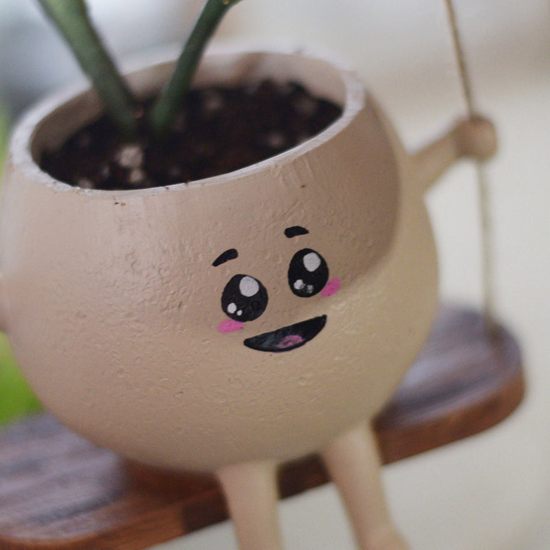 cache pot plante Petit cache-pot visage balançoire, Mini pot de fleur visage Potichou